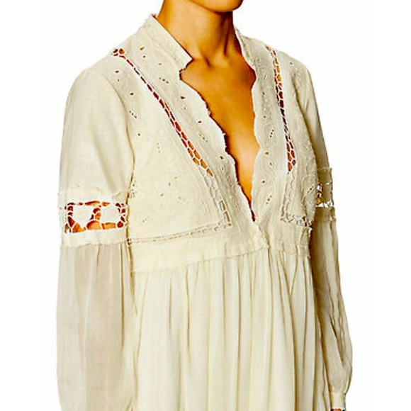 FREE PEOPLE In Dreamland Cutwork Mini Dress - Embroidered in Ivory - Picture 4 of 5